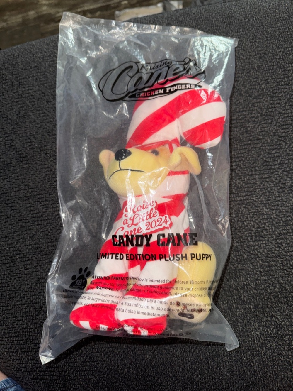 Raising Cane's Candy Cane Limited Edition Plush Puppy Sealed 2024